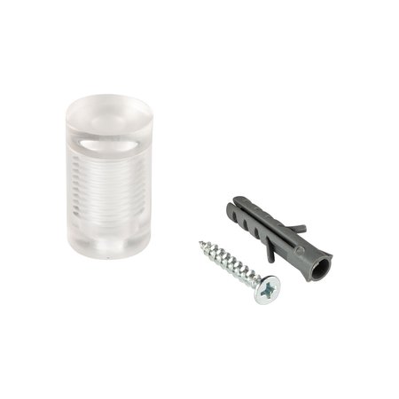 OUTWATER Round Standoffs, 1 in Bd L, Clear Acrylic, 3/4 in OD 3P1.56.00914